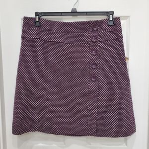 Talbots Purple Gray Dot Print Wool Short Skirt Button Size 12 NWT
